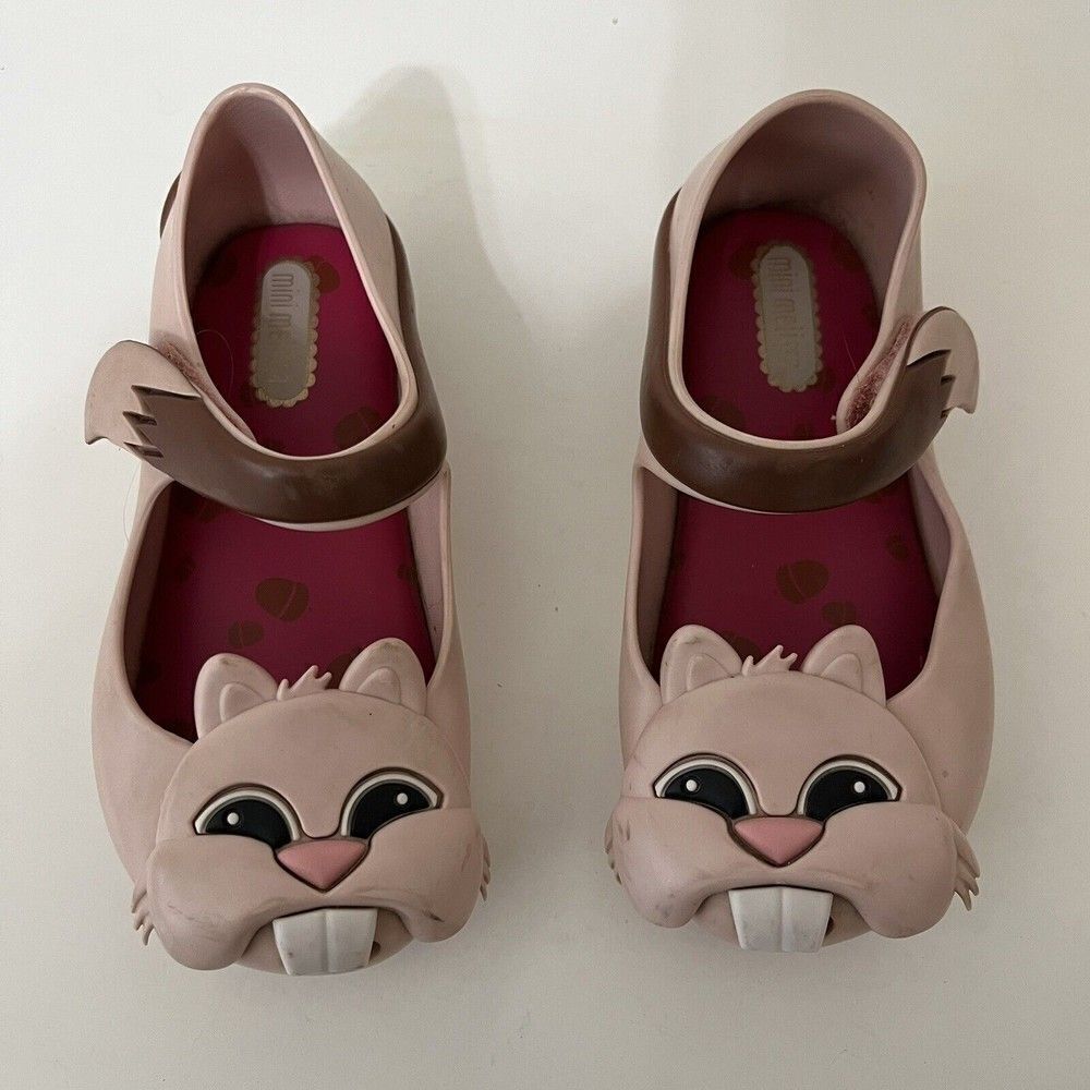 Mini Melissa Ultragirl Pink Chipmunk Mary Jane Flats Shoes Toddler Girls Size 8